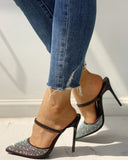 Pointed Toe Studded Design Heels