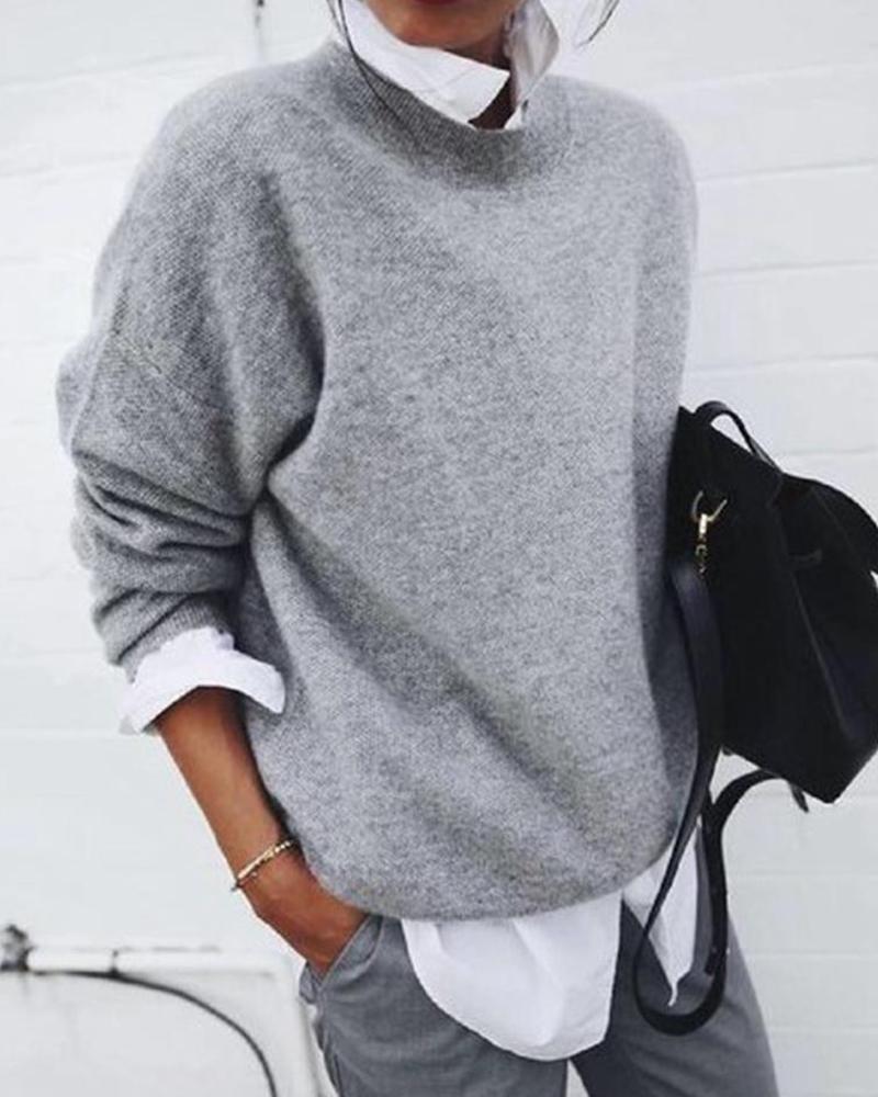 Oversized Round Neck Knitted Pullover