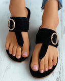 Toe Post Buckle Detail Flat Sandals