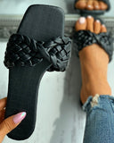 Braided Twisted Design Square Toe Slippers