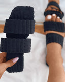 Square Toe Double Band Slide Slippers