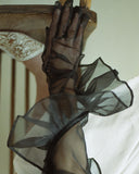 Sheer Mesh Ruffles Plain Gloves