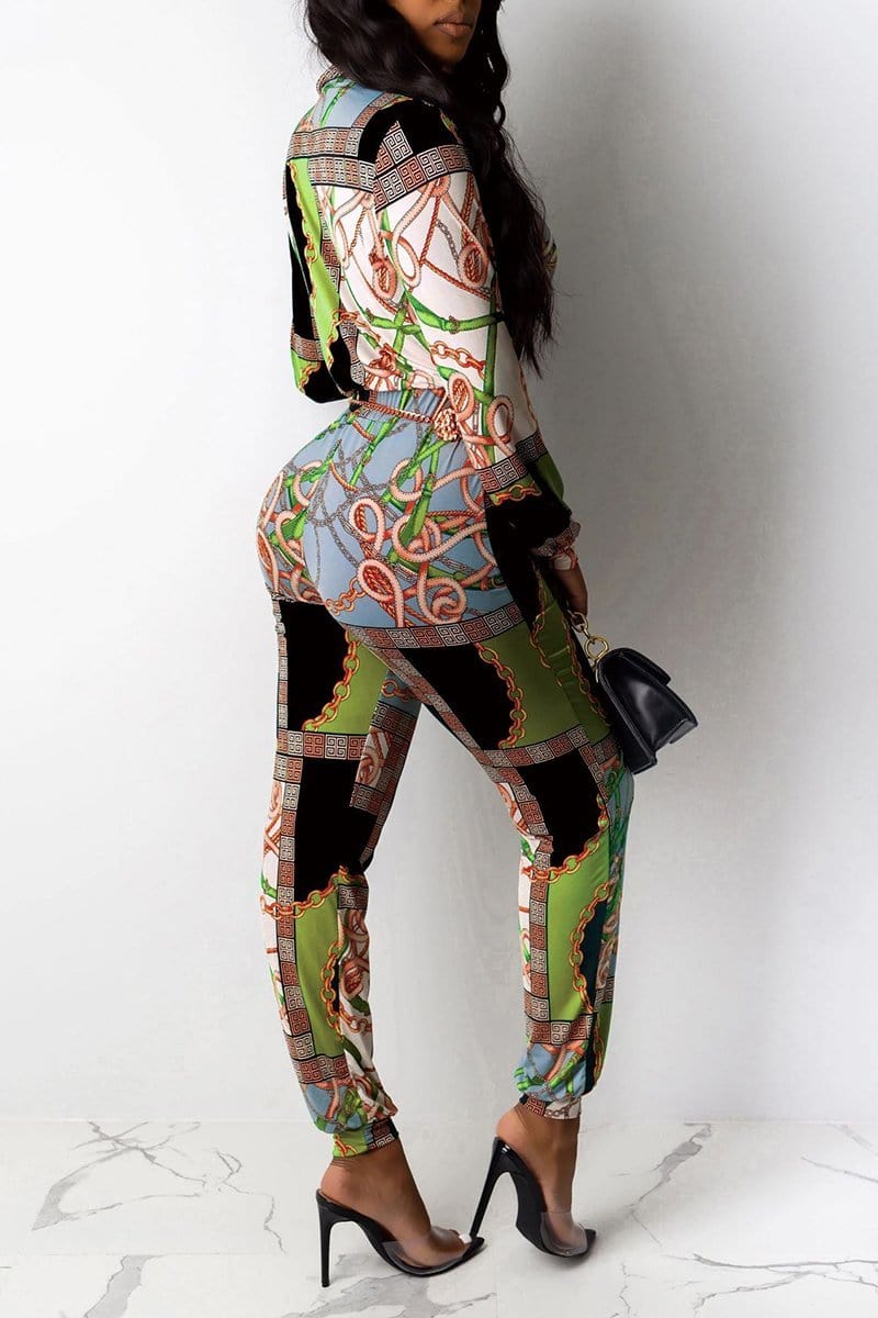 sexy fashion multicolor digital print jumpsuit