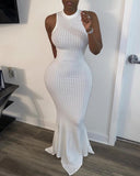 Solid Ribbed Slimming Fit Dress