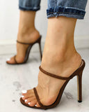 Concise Double Strap Thin Heeled Sandals
