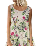 Floral Leaf Print Sleeveless Maxi Dress
