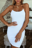 Fashion Solid Backless Pullovers Halter Wrapped Skirt Dresses
