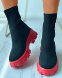 Wide Fit High Top Flatform Sock Sneakers