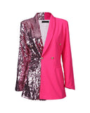 Sequins Colorblock Double Breasted Blazer Dress