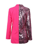 Sequins Colorblock Double Breasted Blazer Dress