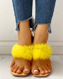 Toe Ring Fluffy Flat Slipper Sandals