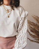 Eyelet Embroidery Ruffles Top