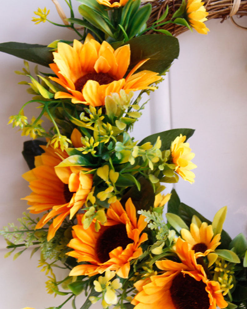 Artificial Sunflower Wreath Silk Sunflower Wreath Flower Wreath Greenery Wreath For Wedding Party Indoor Outdoor Home Decor