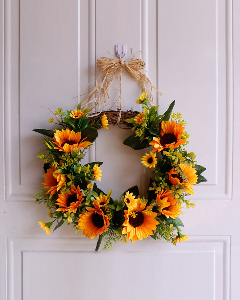 Artificial Sunflower Wreath Silk Sunflower Wreath Flower Wreath Greenery Wreath For Wedding Party Indoor Outdoor Home Decor