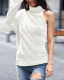 One Shoulder Embroidered Neck Sweater