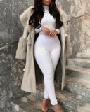 High Neck Long Sleeve Skinny Jumpsuit