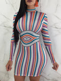 Slinky Colorful Striped Bodycon Dress