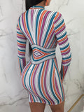 Slinky Colorful Striped Bodycon Dress