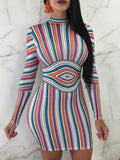 Slinky Colorful Striped Bodycon Dress