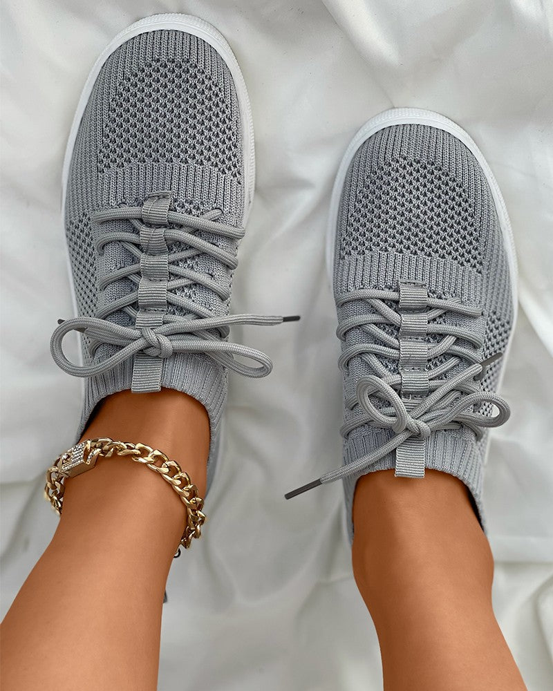 Knit Lace up Breathable Casual Sneaker