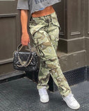 Camo Print Flap Pocket Cargo Pants