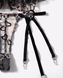 Heart Embroidery Lace Garter Lingerie Set