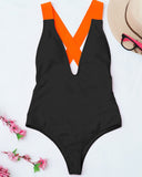 Plunge Crisscross Backless One Piece Swimsuit