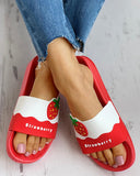 Fruit Pattern Open Toe Flat Sandals