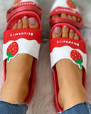 Fruit Pattern Open Toe Flat Sandals
