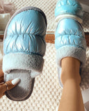 Fluffy Trim Cloase Toe Casual Slippers