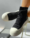 Lace up Knit Breathable Colorblock Sneaker