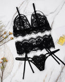 Eyelash Crochet Lace Sleeveless Garter Lingerie Set