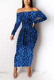 fashion leopard print off shoulder dress