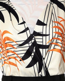 Tropical Print Long Sleeve Wrap Top & Shorts Set