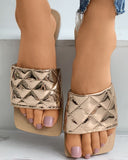 Quilted Square Toe Mule Sliders