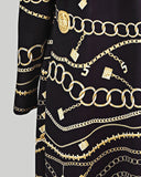 Chain Print Spaghetti Strap Midi Dress With Cardigan