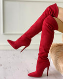 Pointed Toe Over The Knee Thin Heeled Boots