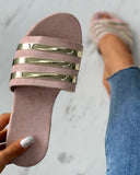 Colorblock Open Toe Reflective Detail Flat Sandals