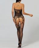 Suspender Crotchless Crochet Lace Bodystockings