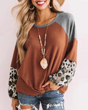 Cheetah Print Colorblock Long Sleeve Sweatshirt