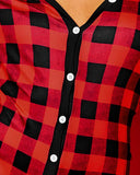 Plaid Functional Buttoned Flap Adults Pajamas