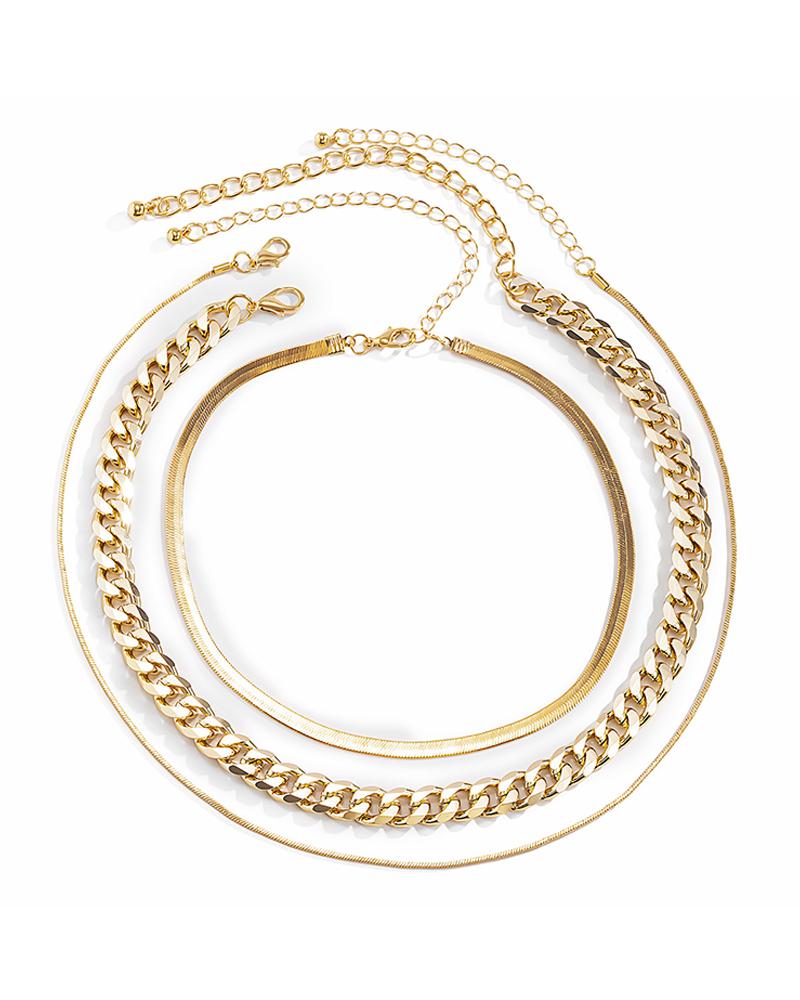 3PCS Simple Charm Chain Necklace