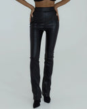 Eyelet Lace up Pocket Design PU Leather Pants