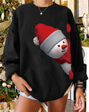 Christmas Snowman Print Long Sleeve Sweatshirt