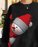 Christmas Snowman Print Long Sleeve Sweatshirt