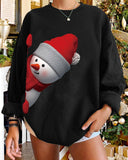 Christmas Snowman Print Long Sleeve Sweatshirt