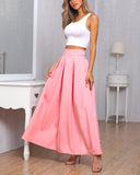Sleeveless Cropped Top & Pleated Skirt Sets