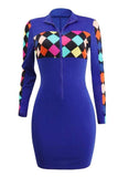 fashion colorful plaid printing slim dress