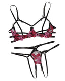 Lip Embroidery Cutout Lingerie Set