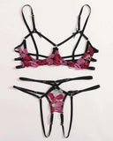 Lip Embroidery Cutout Lingerie Set